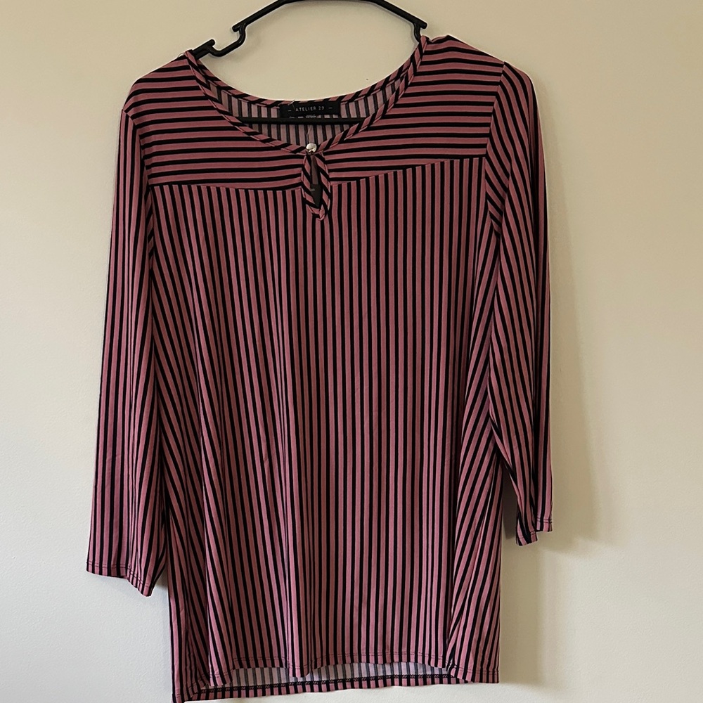 Elegant Striped Blouse in Pink and Black